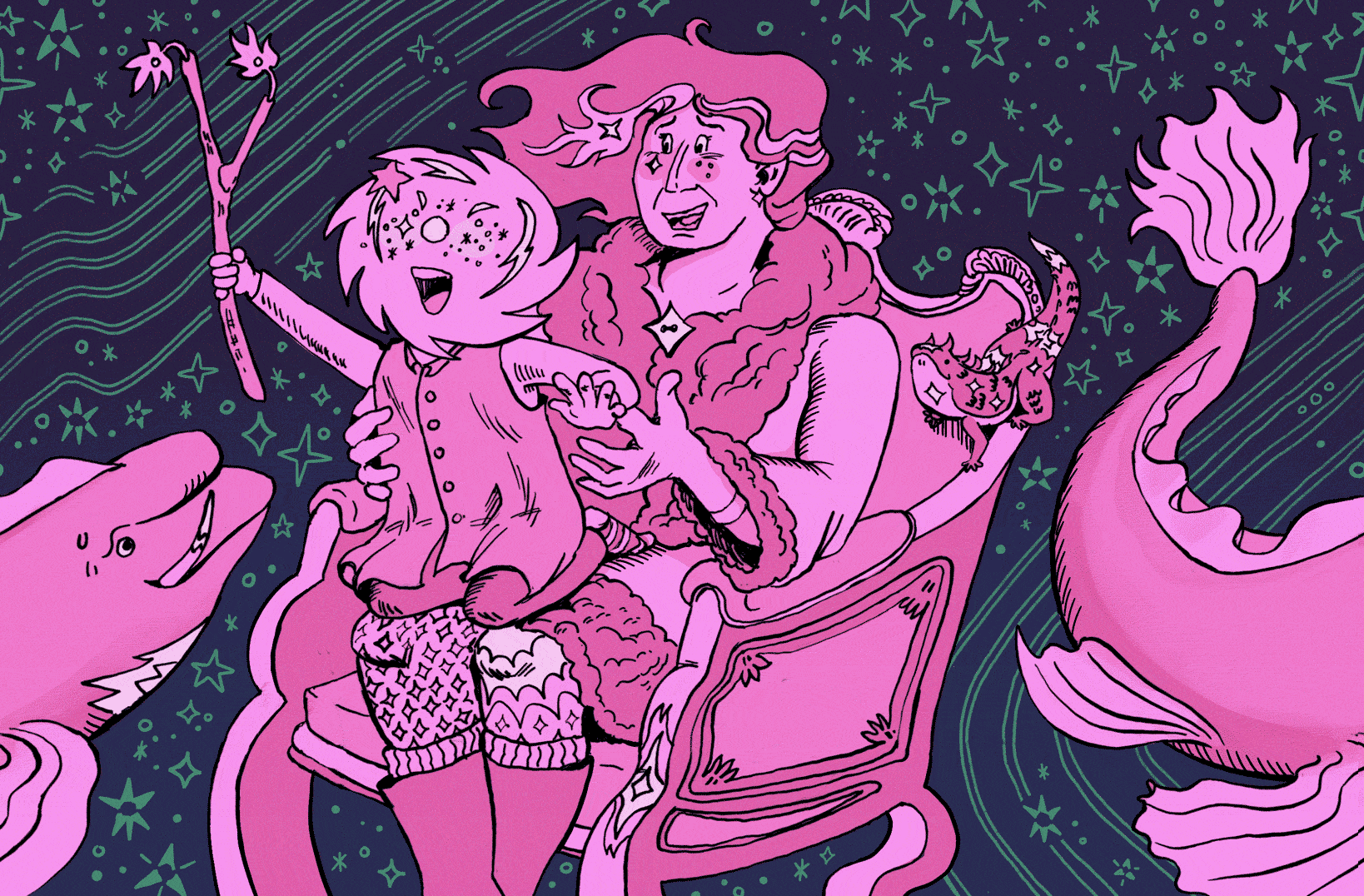 Cetus; Lacerta; Cassiopeia and her daughter Andromeda