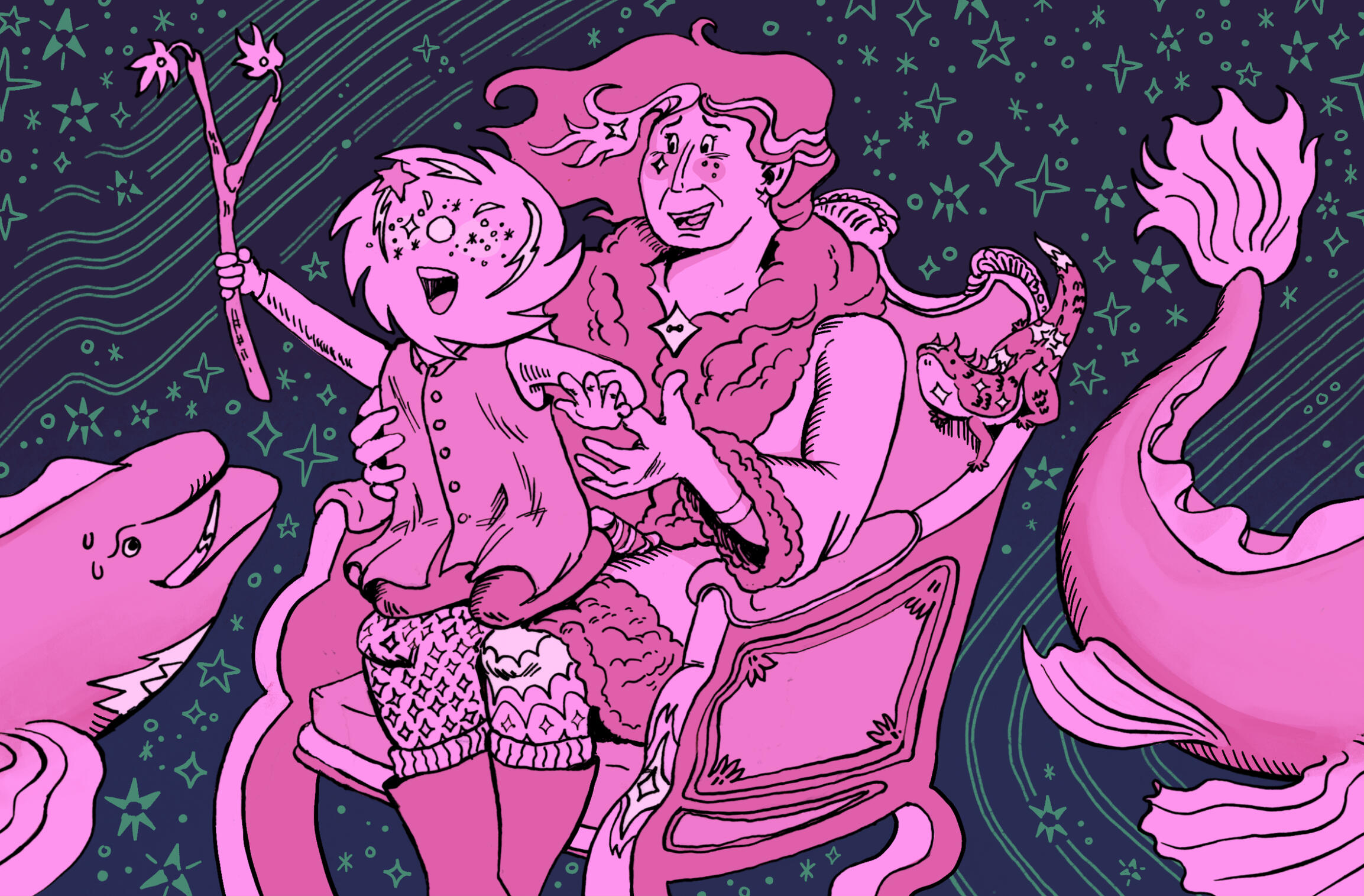 Cetus; Lacerta; Cassiopeia and her daughter Andromeda